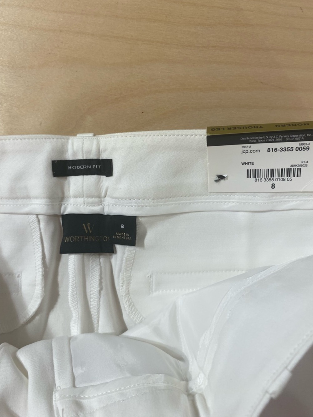 Worthington White Modern Fit Dress Pants Needs Hemmed 8 (RB) - Picture 7 of 9